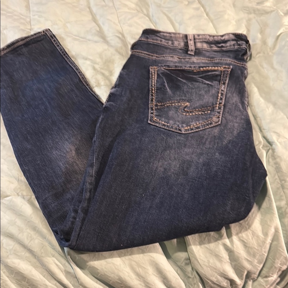 Silver Jeans Women's Boyfriend Jeans in Dark Blue Sz 16 L 29